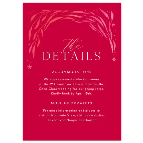 Chinese Phoenix Fenghuang Wedding Event Detail Cards Rose Pink Signature Standard