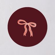 Striped Bow Photo Holiday Stickers Ruby Circle