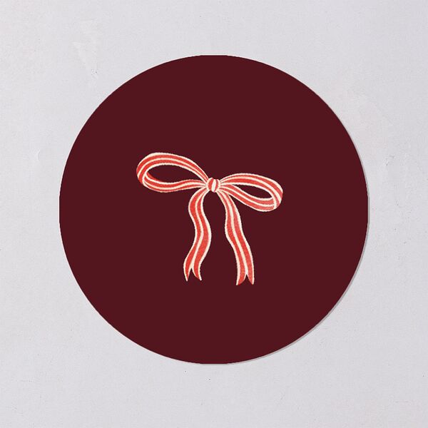 Striped Bow Photo Holiday Stickers Ruby Circle