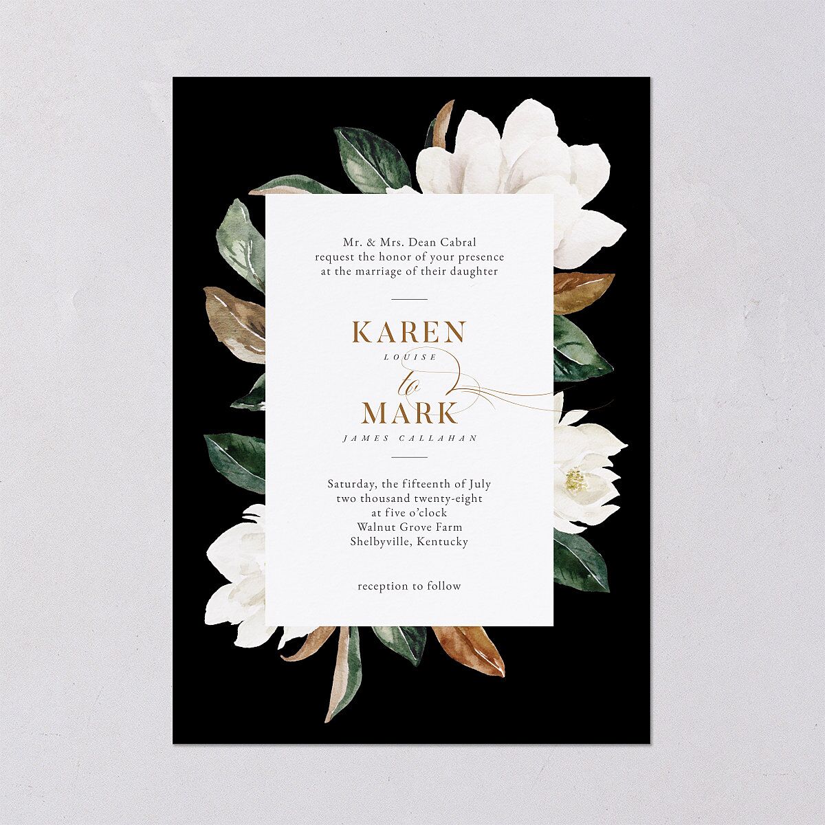 Southern Magnolia Wedding Invitations Midnight Signature Blank No Standard