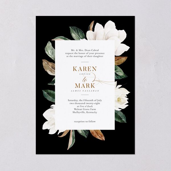 Southern Magnolia Wedding Invitations Midnight Signature Blank No Standard