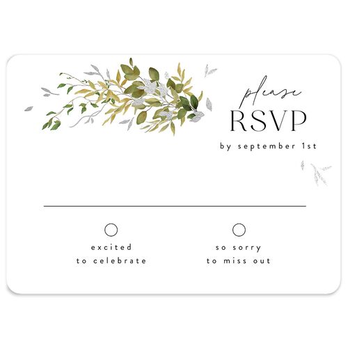 Harvest Crescent Foil Wedding Response Cards Silver Pure White Signature Rounded
