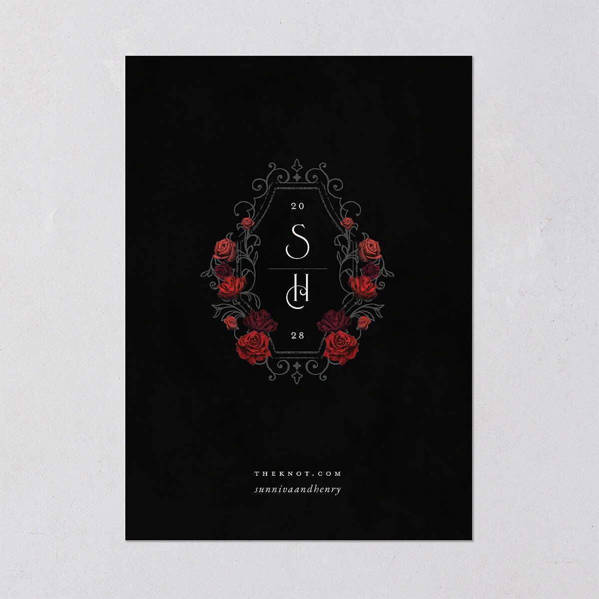 Gothic Date Save the Date Cards Garnet Signature smooth Blank No Standard
