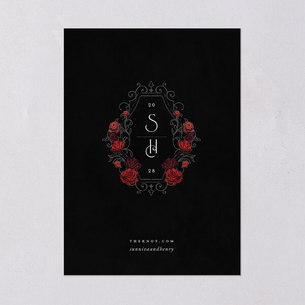 Gothic Date Save the Date Cards Garnet Signature smooth Blank No Standard