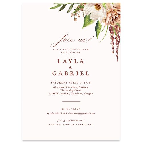 Floral Arch Bridal Shower Invitations Terracotta Signature Blank Standard