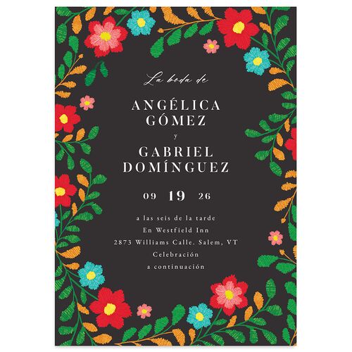 Mexican Bordados Florales Wedding Invitations Crimson Signature Blank No Standard