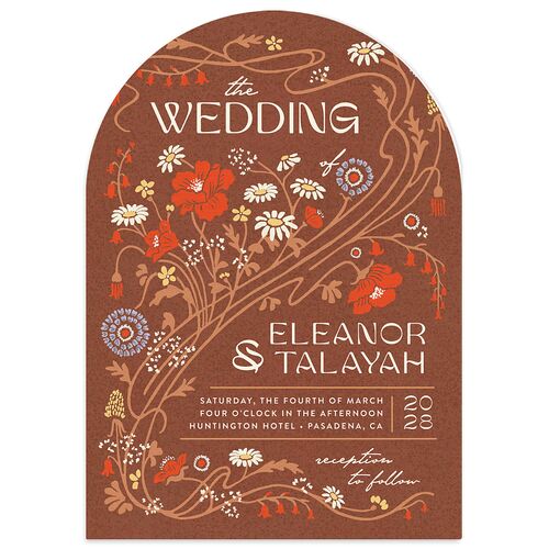 Wildflower Nouveau Wedding Invitations Copper Signature Blank No Arch