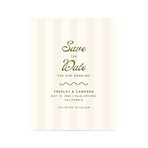 Cabana Stripes Save The Date Magnets Olive Magnet Paper