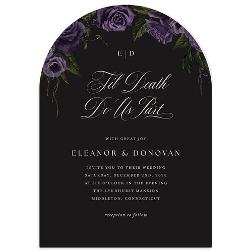 Dark Gothic Roses Wedding Invitations Regency Signature Blank No Arch
