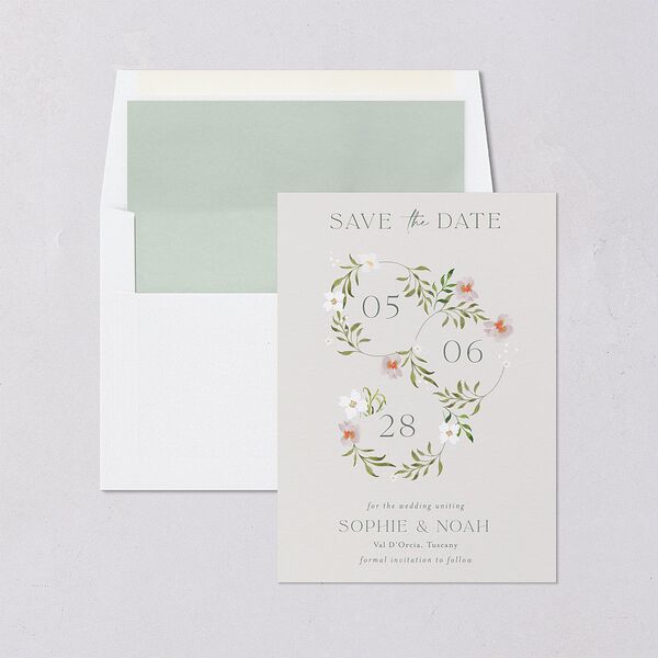 Wildflower Altar Save The Date Cards Mist Signature smooth Blank No