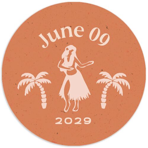 Beach Party Wedding Stickers Pink Cotton Circle