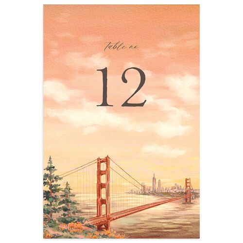 Scenic San Francisco Table Numbers Peach Fuzz Signature