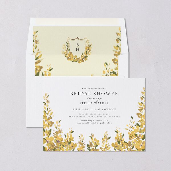 Delphinium Crest Bridal Shower Invitations Daffodil Signature Blank