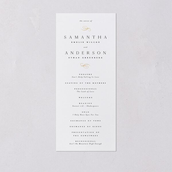 Flourishing Love Wedding Programs Gold Pure White Signature