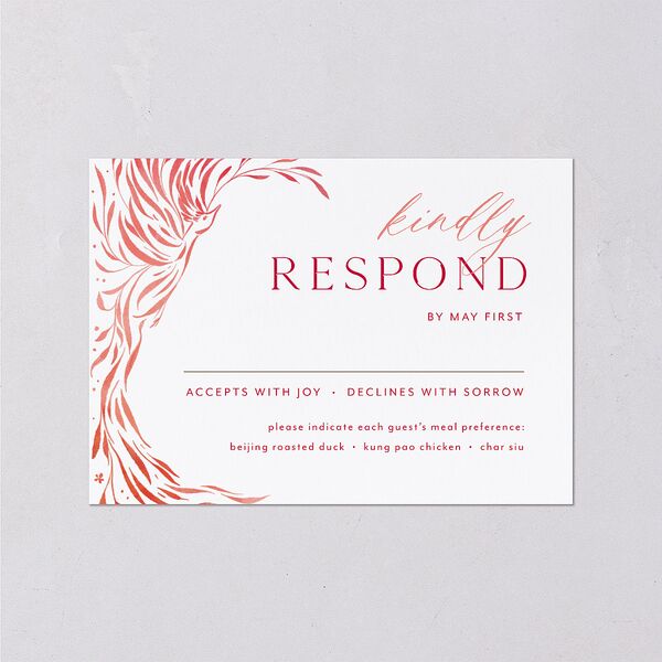 Chinese Phoenix Fenghuang Wedding Response Cards Crimson Signature Standard