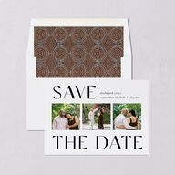 Sahara Pattern Save The Date Cards Deep Bronze Signature smooth Blank No Standard