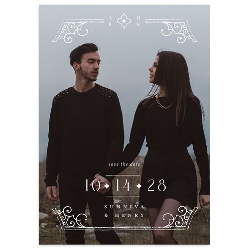 Gothic Date Save the Date Cards Pure White Signature smooth Blank No Standard