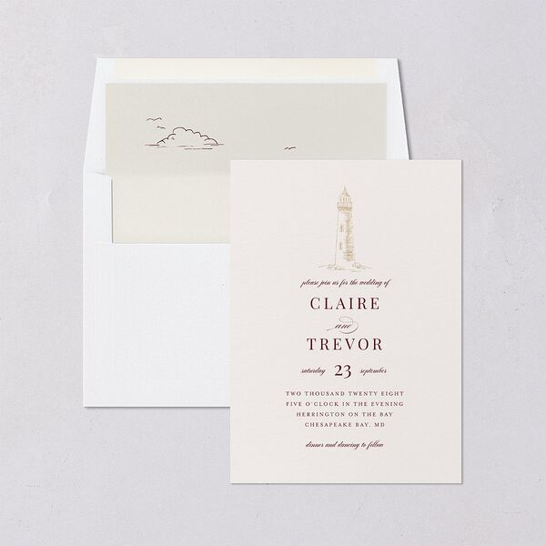 Elegant Lighthouse Envelope Liners Maroon Standard
