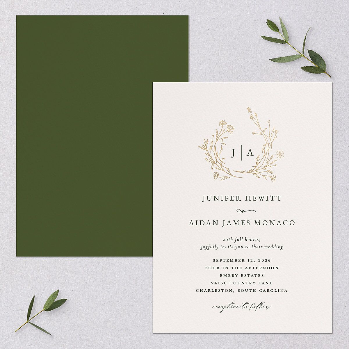 Gilded Monogram Wedding Invitations — view 1