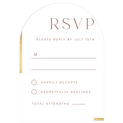 Bar Accent Wedding Response Cards Gold Peony Signature Arch