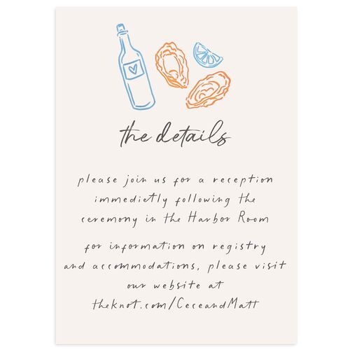 Nautical Border Wedding Event Detail Cards Peach Fuzz Signature Standard