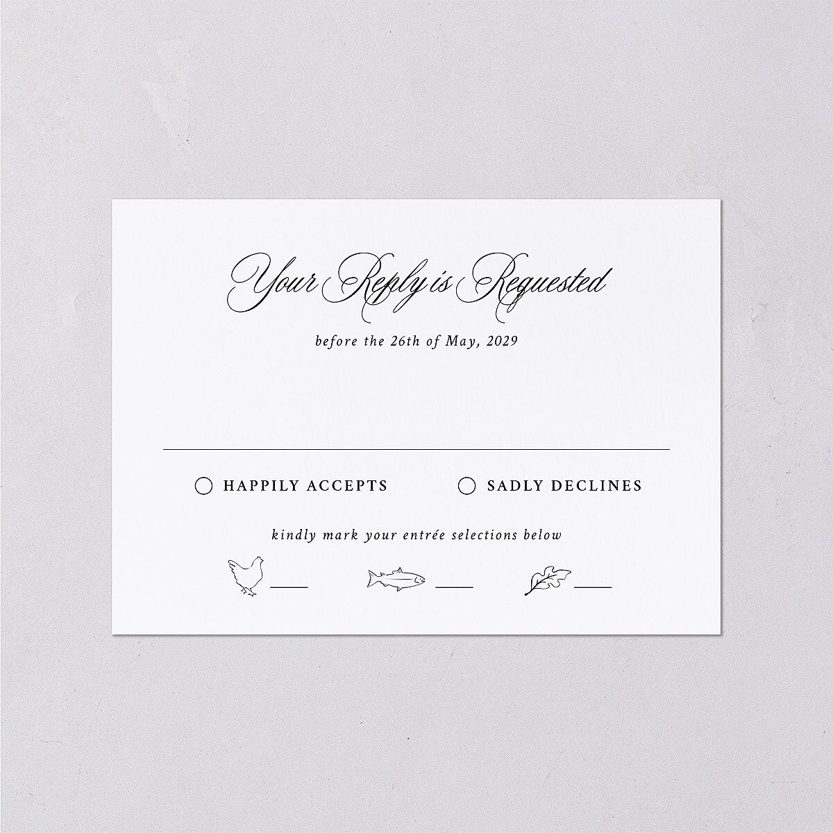Your Own Classic Italian Venue Wedding Response Cards Pure White Signature Standard