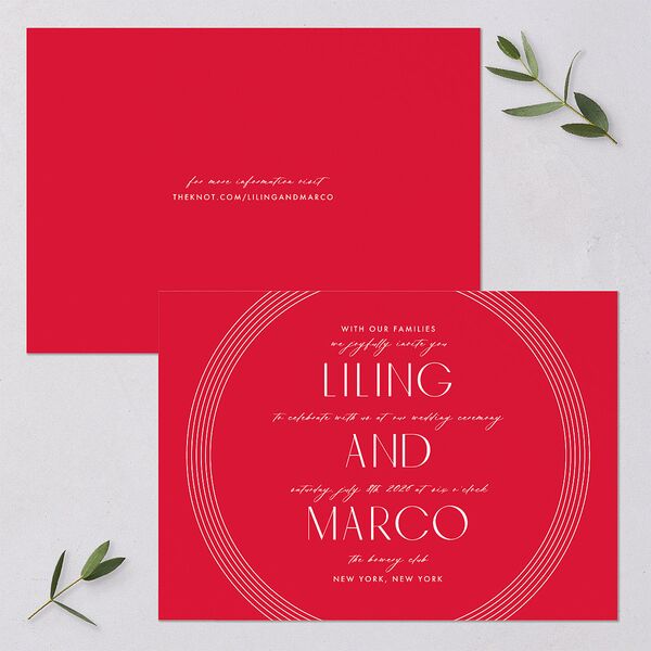 Lucky Circle Wedding Invitations  True Red Signature Blank No