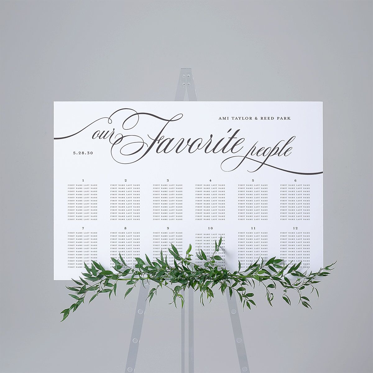 Grand Calligraphy Standard Seating Chart Large Medieval Grey Standard Indoor Foam Core L Seating