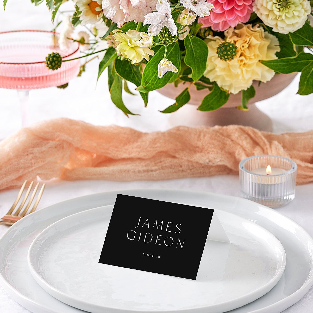 Surround Place Cards Charcoal Signature