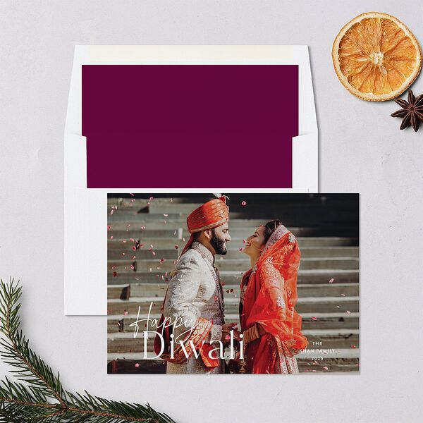Happy Diwali Holiday Cards Raspberry Signature Blank Landscape Standard