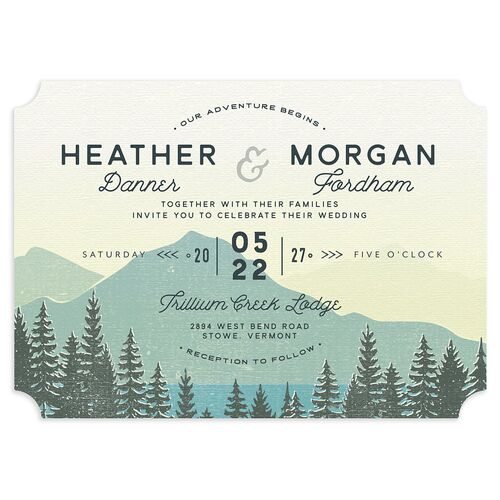 Vintage Mountain Wedding Invitations Pool Signature Blank No Ticket