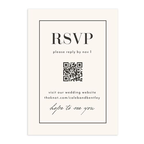 Classic Border QR Code RSVP Cards Sand Signature Standard