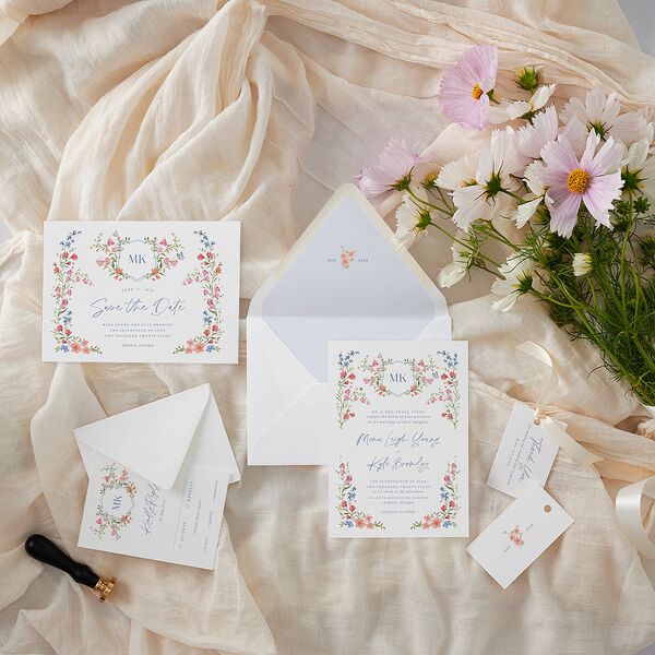 Fairytale Wildflower Crest Euro Envelope Liners Pure White Luxe