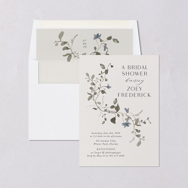Curved Garland Bridal Shower Invitations Champagne Signature Blank