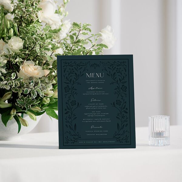 Storybook Filigree Menu Bended Tabletop Sign X-small Dark Night Standard Plastic XS Tabletop Menu