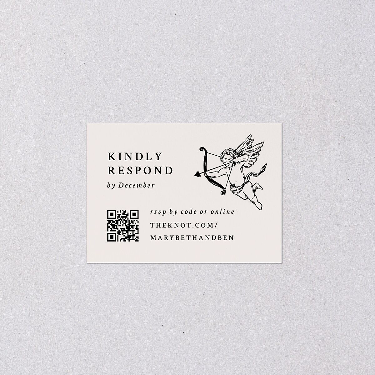 Hand Drawn Vintage Locket QR Code RSVP Cards Linen Signature Standard