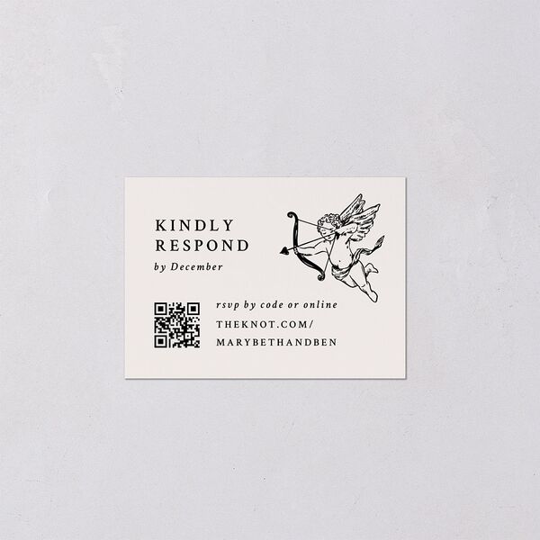 Hand Drawn Vintage Locket QR Code RSVP Cards Linen Signature Standard