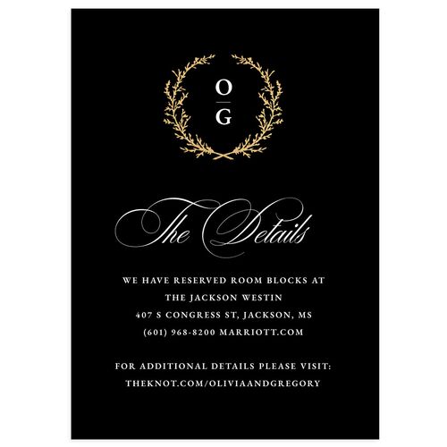Gilded Wreath Wedding Enclosure Cards Gold Licorice Signature Standard