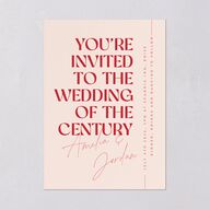 Wedding of the Century Wedding Invitations Rose Pink Signature Blank No Standard