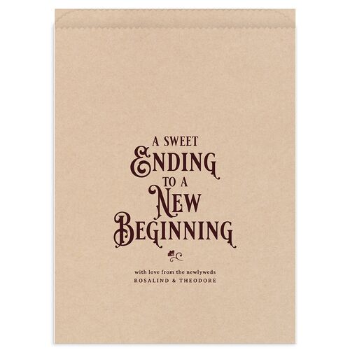 Vintage Storybook Wedding Day Paper Favor Bags Merlot White Wax-Lined Food Safe Paper
