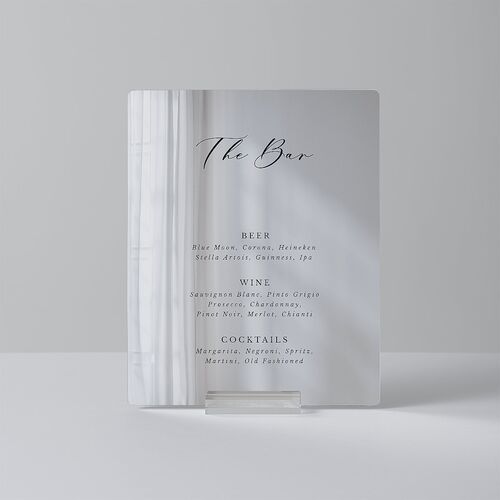 Eucalyptus Frame Mirrored Acrylic Favor Tabletop Sign X-small Midnight Mirrored Acrylic XS Tabletop Favor Standard