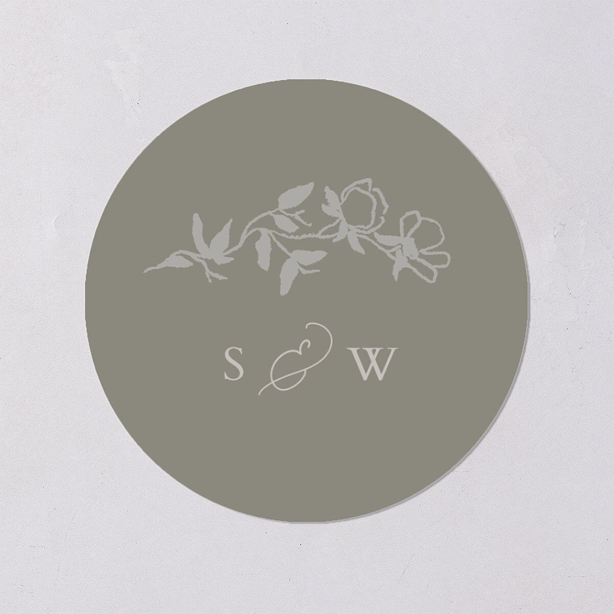 Delicate Vines Wedding Stickers Hunter Green Circle