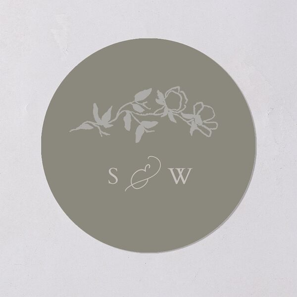 Delicate Vines Wedding Stickers Hunter Green Circle