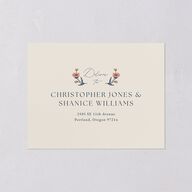 Flora Garden Border All-in-One Wedding Invitations Moody Blue Signature Light Both Recipient and Return Addresses No