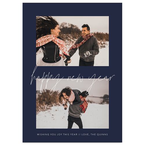 Handwritten New Year Holiday Cards Navy Signature