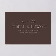Minimalist Accent Leaf Save the Date Cards Linen Signature smooth Blank No Standard