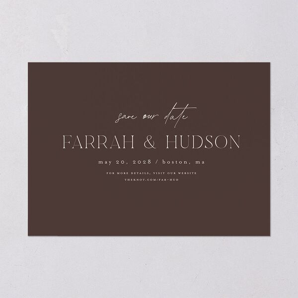 Minimalist Accent Leaf Save the Date Cards Linen Signature smooth Blank No Standard