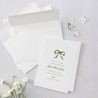 Dainty Bow Save the Date Cards Peridot Signature smooth Blank No Standard