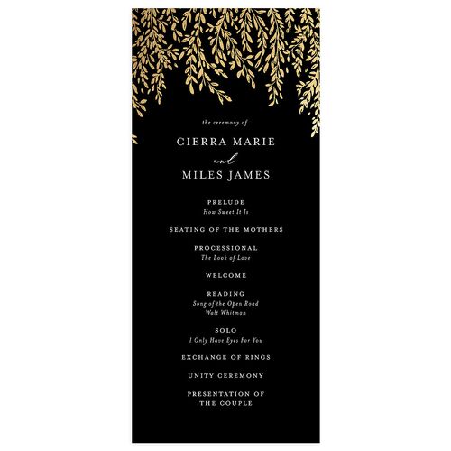 Emerald Forest Foil Wedding Programs Gold Midnight Signature