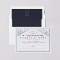 Iconic City Bridal Shower Invitations Moody Blue Signature Blank